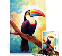 Puzzle Adulte 1000 pièces Oiseau Toucan Tropical Bords impeccables Jeu de Concentration mentale Amusant et Calme Décoration de Noël (50x75cm)