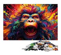 Puzzle Adulte 1000 pièces Orang-outan psychédélique coloré pour Adultes Puzzle Papier Décoration d'intérieur 1000 pièces (38 x 26 cm)