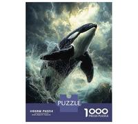 Puzzle Adulte 1000 Pièces Orca Leaping Storm Puzzles pour Adolescents, Jouets Anti-Stress, Défi Difficile, Cadeau d'anniversaire Unique 52x38cm/1000pcs