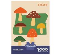 Puzzle Adulte 1000 Pièces, Oregon State Mushrooms and Coordinates, Réduction du Stress, Idée Cadeau Noël, Pièces Durables, 52x38cm/1000pcs