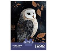 Puzzle Adulte 1000 Pièces Ornate Barn Owl on Branch Puzzle pour Adolescents Course De Vitesse Manuelle Liste De Souhaits avec Le Père Noël Jeu Stimulant Jouets 52x38cm/1000pcs