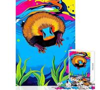 Puzzle Adulte 1000 pièces Ornithorynque Odyssée sous-Marine Jeu de Construction Idée Cadeau et Divertissement Jeu Relaxant avec pièces de Formes aléatoires Parfaitement emboîtables Dimensions 50x75cm