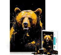 Puzzle Adulte 1000 pièces Ours Brun Décoration Bords Nets,Jeu d'exercice Mental,Divertissement Facile,Décoration Artistique de Noël (38x52cm)