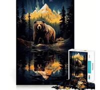 Puzzle Adulte 1000 pièces Ours Brun Grizzly Nature Découpe serrée Jeu de résolution de problèmes Amusant Loisirs et Divertissement Décoration d'anniversaire Cadeau (38x26cm)
