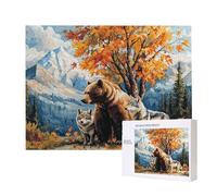 Puzzle Adulte 1000 Pièces Ours Brun Loup 75x50cm Impossible Difficile Défiant, Puzzles pour Adultes Jeu éducatif Défi Jouets 1000 Pièces Puzzles pour Adultes, Divertissement Créatif Cadeau u-949