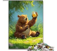 Puzzle Adulte 1000 pièces Ours Brun Mangeant du Miel Puzzle 1000 pièces Activité de cohésion familiale, Cadeau de décoration intérieure, Jeu de Jouets en Famille (Taille 50x75cm)