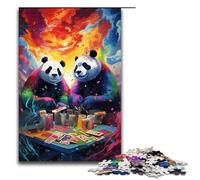Puzzle Adulte 1000 pièces Panda Jouant au Poker par SplattersLots of Thick Colour Jeu Familial Amusant et Anti Stress défi Difficile 75 x 50 cm