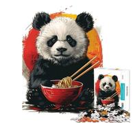Puzzle Adulte 1000 pièces Panda Mangeant des Ramen Défi éducatif Course de Vitesse Manuelle Jeu Impossible pour Les 14 Ans et Plus (38x52cm)