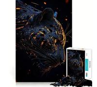 Puzzle Adulte 1000 pièces Panthère Noire à Taches Lumineuses,découpe Nette,Jeu de Concentration Amusant,Moment de détente,Cadeau de Noël Amusant (38x26cm)