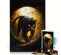 Puzzle Adulte 1000 pièces Panthère Noire aux Yeux Lumineux Décoration soignée,Jeu de réflexion,Divertissement Occasionnel,décoration de Noël (50x75cm)