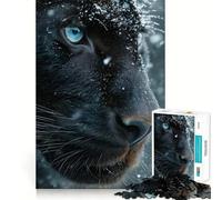 Puzzle Adulte 1000 pièces Panthère Noire dans la Neige Décoration soignée,Jeu de réflexion,Divertissement Occasionnel,décoration de Noël (38x26cm)