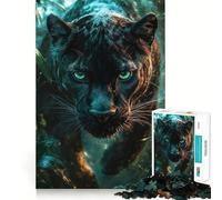 Puzzle Adulte 1000 pièces Panthère Noire en Gros Plan,décoration soignée,Jeu de réflexion,Divertissement Occasionnel,décoration de Noël (38x52cm)