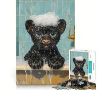 Puzzle Adulte 1000 pièces Panthère Noire pour Le Bain,découpe Nette,Jeu Amusant et Relaxant,Cadeau de Noël Original (38x26cm)