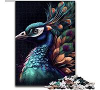 Puzzle Adulte 1000 pièces Paon coloré en Bois, pour Les 14 Ans et Plus 50x75cm. Un Casse-tête Stimulant - Jouet Relaxant pour Adolescents.