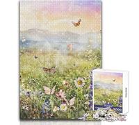 Puzzle Adulte 1000 pièces Papillons et Fleurs - Idéal pour des Moments de détente en Famille, des soirées Jeux et des Cadeaux de Noël Secrets - Dimensions 38x26cm