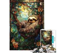 Puzzle Adulte 1000 pièces Paresseux en vitrail Jeu Manuel Stimulant et Difficile Idéal comme Cadeau pour Toute la Famille (Taille 50x75cm)