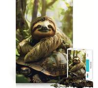 Puzzle Adulte 1000 pièces Paresseux se Relaxant sur Le Dos d'une Tortue 38x52cm - Stimule la mémoire - Calme et sérénité - Objet de Collection