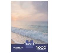 Puzzle Adulte 1000 Pièces Pastel Beach Waves at Sunset Puzzles pour Adultes Jeux Relaxants Vacances À La Maison Passer Le Temps pour Un Anniversaire, Noël 52x38cm/1000pcs
