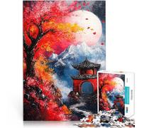 Puzzle Adulte 1000 pièces Paysage au Clair de Lune d'une pagode Japonaise Jeux Amusants Car C'est Un pour Toute la Famille 38x26cm