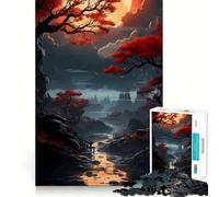 Puzzle Adulte 1000 pièces Paysage automnal de rivière avec Ville au Loin Assemblage Parfait Art Jeu Intelligent Cadeau Jeu Lent Cadeau Artistique de Noël (50x75cm)