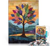Puzzle Adulte 1000 pièces Paysage d'arbres en vitrail Séjour Anti-Stress pour Tuer Le Temps De Superbes Cadeaux et Jouets 38x26cm