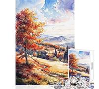 Puzzle Adulte 1000 pièces Paysage d'automne Flamboyant Jeu Impossible Activités familiales Jouets à Monter soi-même Cadeaux Uniques pour Anniversaire et Noël (38x52cm)