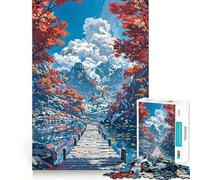 Puzzle Adulte 1000 pièces Paysage d'automne Montagne Lac Jetée Découpe précise Art Activité cérébrale Amusante Détente Jeu Décoration de Noël pour la Maison (38x52cm)