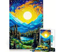 Puzzle Adulte 1000 pièces Paysage de Coucher de Soleil en Montagne Jeu d'exercice Mental apaisant (38x52cm)