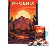 Puzzle Adulte 1000 pièces Paysage de Coucher de Soleil sur Phoenix Affiche de Voyage Jeu Impossible défi cérébral et intellectuel Jouet addictif Cadeau d'anniversaire pour Toute la Famille (38x26cm)