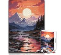 Puzzle Adulte 1000 pièces Paysage de Montagne au Coucher du Soleil, 38x52cm Un défi intellectuel Stimulant et Une Belle Surprise pour Les fêtes