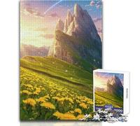 Puzzle Adulte 1000 pièces Paysage de Montagne avec pissenlits et comète Un Jeu de réflexion Amusant et Humoristique Un pour Les Amateurs de Jeux (Taille 38x52cm)