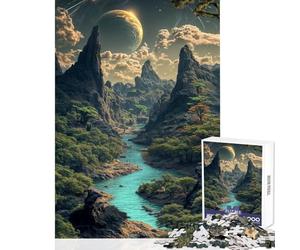 Puzzle Adulte 1000 pièces Paysage de planète Extraterrestre avec rivière Jeu éducatif Une œuvre d'art Décoration intérieure Jouet Entraînez Votre Cerveau et Vos Mains (38x52cm)