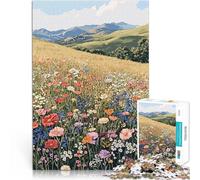 Puzzle Adulte 1000 pièces Paysage de Prairie de Fleurs Sauvages Entraînez Votre Cerveau et Vos Mains Cadeau Amusant 75x50cm