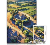 Puzzle Adulte 1000 pièces, Paysage de Villa Toscane, Jeu de Puzzle Unique et Stimulant, découpe de précision, œuvre d'art, Format 38x52cm