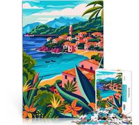 Puzzle Adulte 1000 pièces Paysage de Village côtier en Italie Réduction du Stress intéressante décoration Murale 50x70cm