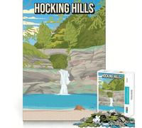 Puzzle Adulte 1000 pièces Paysage des collines de Hocking avec Cascade Jeu de Puzzle Amusant pour Les articulations,défi Mental,Jeu Confortable,Cadeau d'anniversaire Amusant (50x75cm)