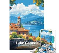 Puzzle Adulte 1000 pièces Paysage du lac Léman Puzzle pour Adultes Anti-Stress Jeu Difficile Aide à l'exercice cérébral (Dimensions 50x75cm)