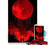 Puzzle Adulte 1000 pièces,Paysage Fantastique avec Lune de Sang,découpe Nette,Jeu de Concentration Amusant,Moment de détente,Cadeau de Noël Original (38x52cm)