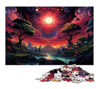 Puzzle Adulte 1000 pièces Paysage Japonais psychédélique Rose Puzzle en Papier pour Adultes décoration d'intérieur 1000 pièces (38 x 26 cm)