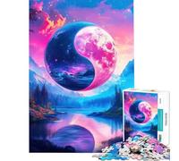 Puzzle Adulte 1000 pièces Paysage Lunaire Yin Yang Puzzle 1000 pièces Jouet Anti-Stress Défi Stimulant Cadeau de Noël ou d'anniversaire (38x52cm)