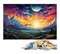 Puzzle Adulte 1000 pièces Paysage psychédélique coloré Puzzle avec Affiche et fiche de Questions-réponses Assorties 1000 pièces (38 x 26 cm)
