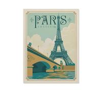Puzzle Adulte 1000 Pièces Paysage Puzzle en Bois Puzzle en 3D,Affiche de Voyage Vintage de Paris en France,DIY Art Moderne Cadeau Spécial Déco Maison(75x50cm)-BJ67
