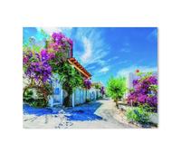 Puzzle Adulte 1000 Pièces Paysage Puzzle en Bois Puzzle en 3D，Belle Rue à Bodrum, Turquie，Coloré DIY Art Moderne Cadeau Spécial Déco Maison（75x50cm）-I14
