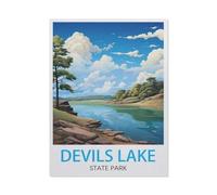 Puzzle Adulte 1000 Pièces Paysage Puzzle en Bois Puzzle en 3D，Devil's Lake State Park, Wisconsin, États-Unis，Coloré DIY Art Moderne Cadeau Spécial Déco Maison（75x50cm）-T66