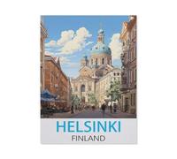 Puzzle Adulte 1000 Pièces Paysage Puzzle en Bois Puzzle en 3D，Helsinki, Finlande，DIY Art Moderne Cadeau Spécial Déco Maison（75x50cm）-H42