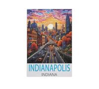 Puzzle Adulte 1000 Pièces Paysage Puzzle en Bois Puzzle en 3D,Indianapolis Indiana,DIY Art Moderne Cadeau Spécial Déco Maison(75x50cm)-FU68