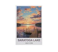 Puzzle Adulte 1000 Pièces Paysage Puzzle en Bois Puzzle en 3D,Lac Saratoga, New York,DIY Éducatif Puzzle Noël Décoration De Maison Cadeau(75x50cm)-GG46