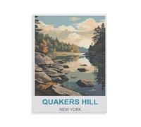 Puzzle Adulte 1000 Pièces Paysage Puzzle en Bois Puzzle en 3D，Quakers Hill New York，Coloré DIY Art Moderne Cadeau Spécial Déco Maison（75x50cm）-HI11