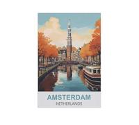Puzzle Adulte 1000 Pièces Paysage Puzzle en Papier Puzzle en 3D，Amsterdam, Pays-Bas，DIY Art Moderne Cadeau Spécial Déco Maison（38x26cm）-AN32