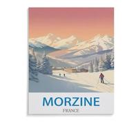 Puzzle Adulte 1000 Pièces Paysage Puzzle en Papier Puzzle en 3D，Morzine Affiche de Voyage Vintage France Ski，DIY Art Moderne Cadeau Spécial Déco Maison（50x70cm）-A72